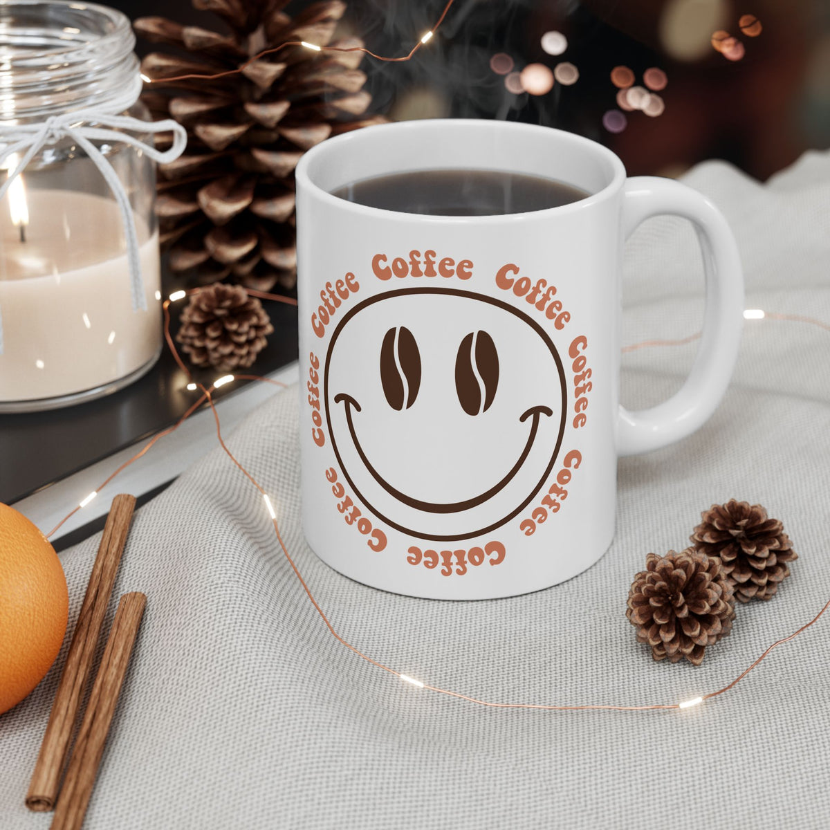 Coffee Coffee Smile Cute Ceramic Mug Coffee Cup (11oz & 15oz)