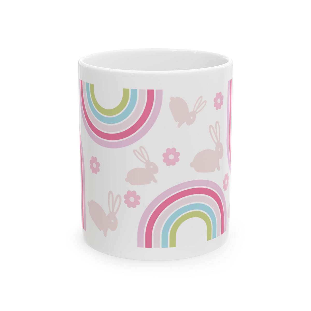 Pastel Bunny Rainbow Cute Ceramic Mug Coffee Cup (11oz & 15oz)