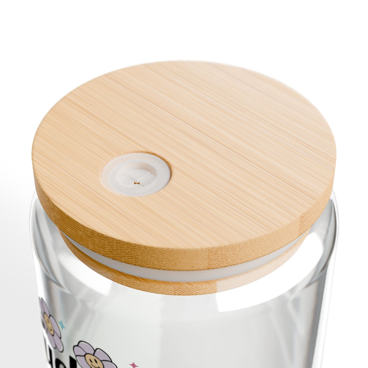 Fueled By Iced Coffee & Anxiety Kawaii Sipper Glass 16oz Reusable Drink Jar with Lid & Straw