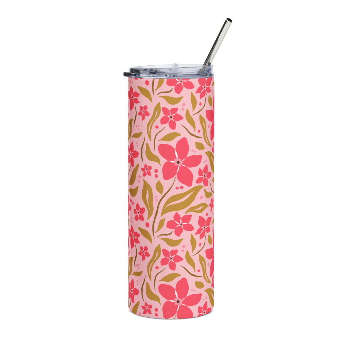 Hot Pink Summer Floral 20oz Stainless Steel Tumbler Insulated Travel Cup