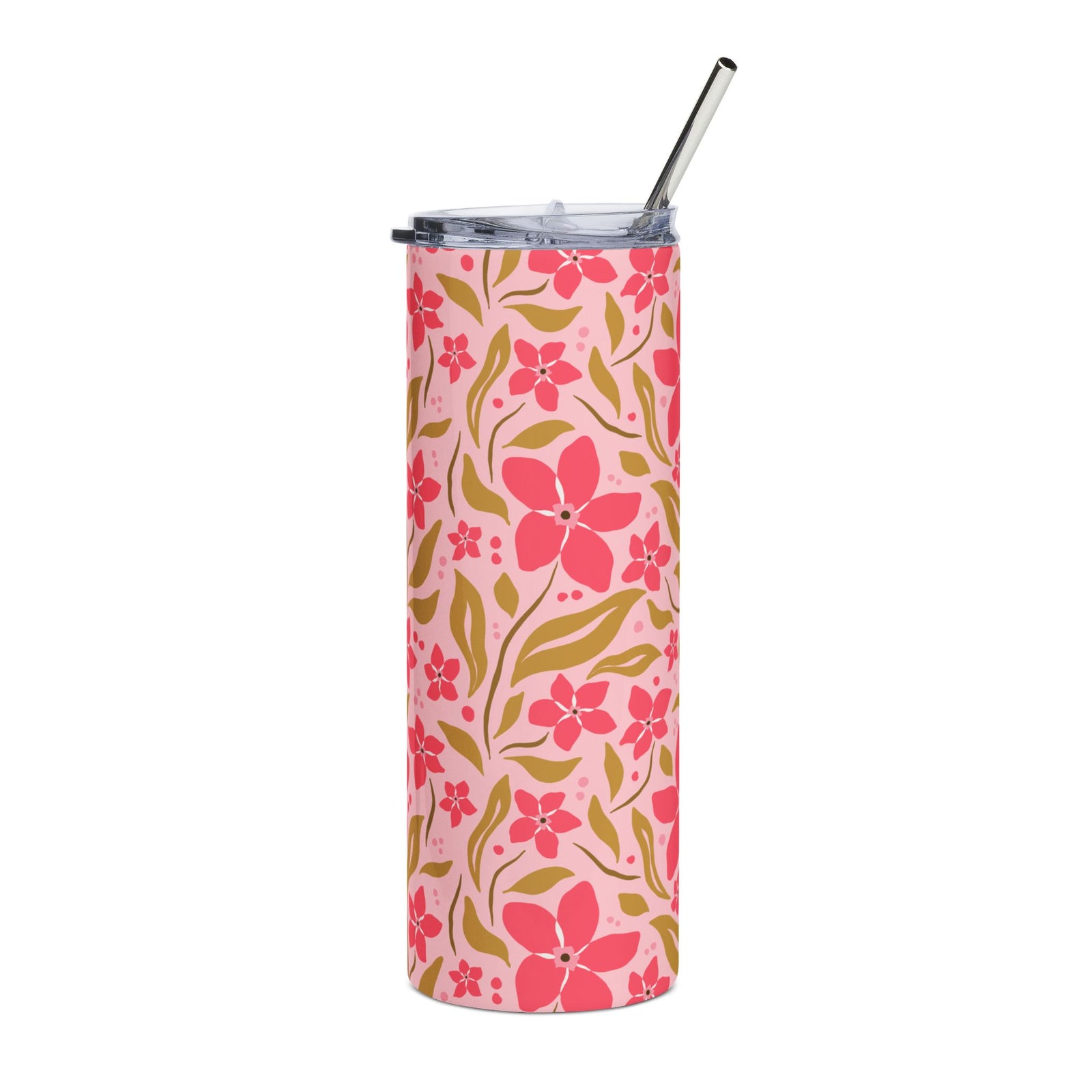 Hot Pink Summer Floral 20oz Stainless Steel Tumbler Insulated Travel Cup