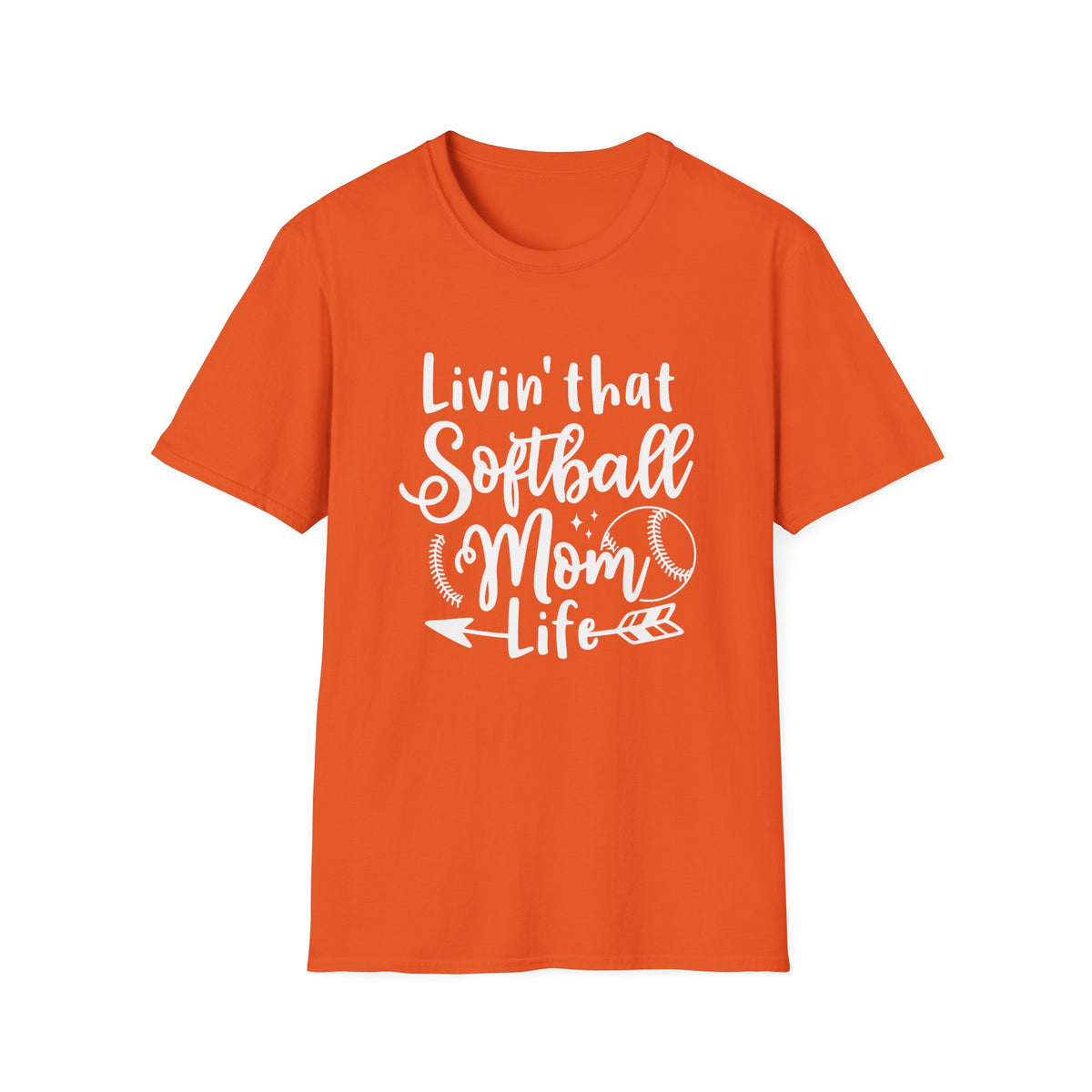 Livin' That Softball Mom Life Graphic T-Shirt Cute Sports Mom Tee (12 Team Colors)
