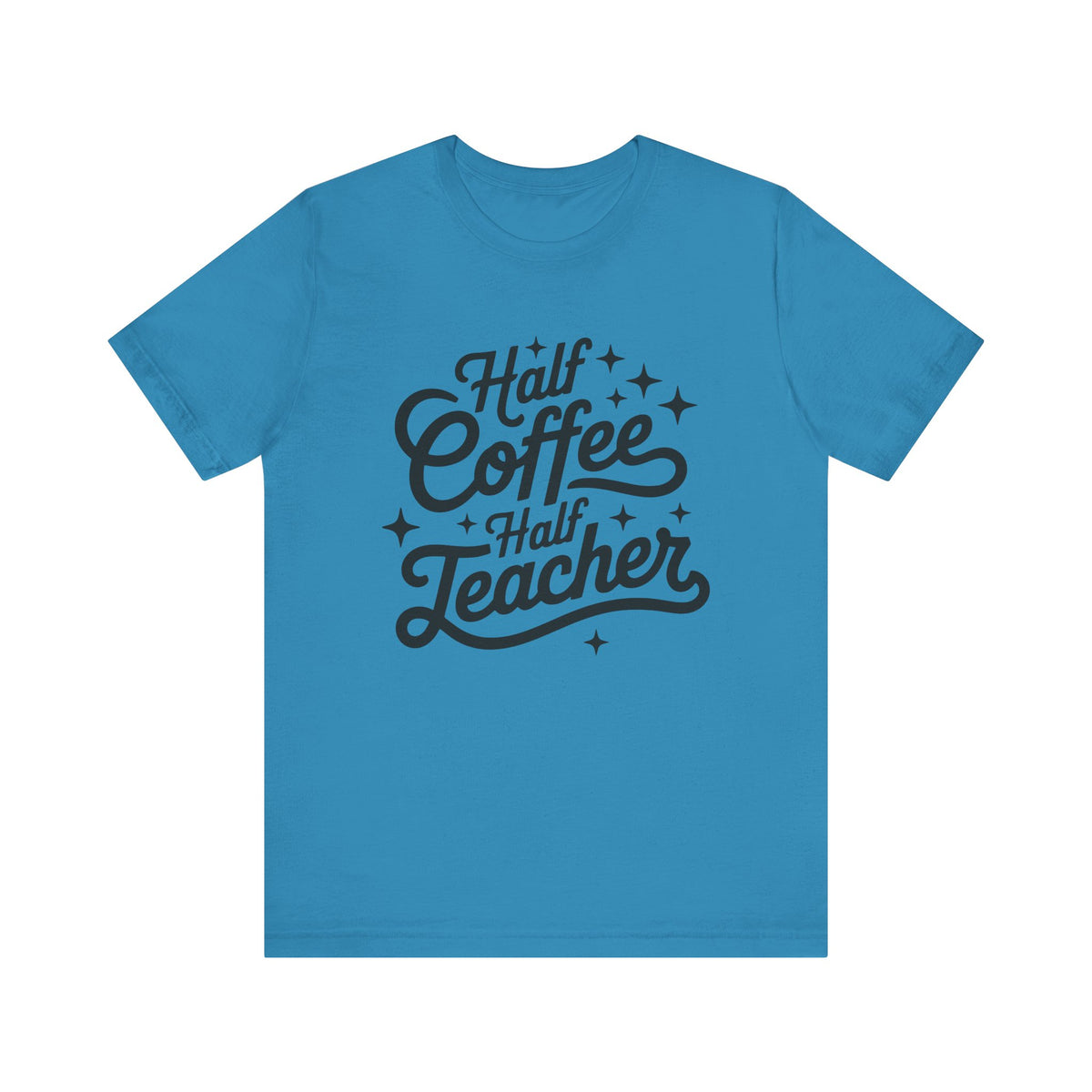 Half Coffee Half Teacher Graphic Tee Teacher Coffee T-Shirt