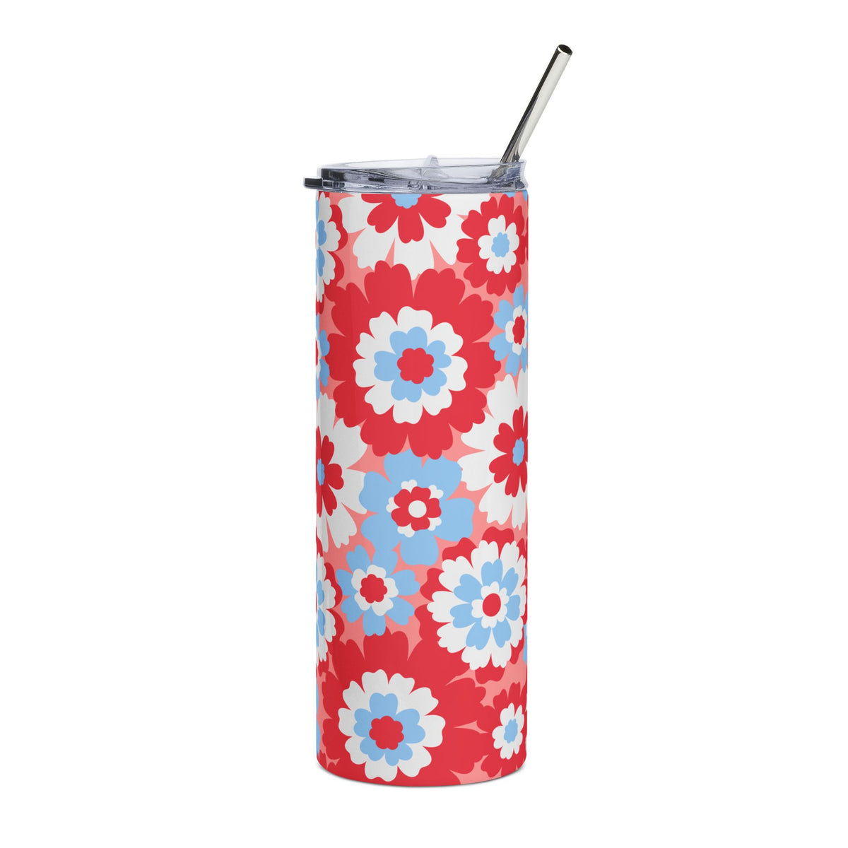 Floral Freedom II Red White & Blue 20oz Tumbler Stainless Steel Insulated Travel Cup