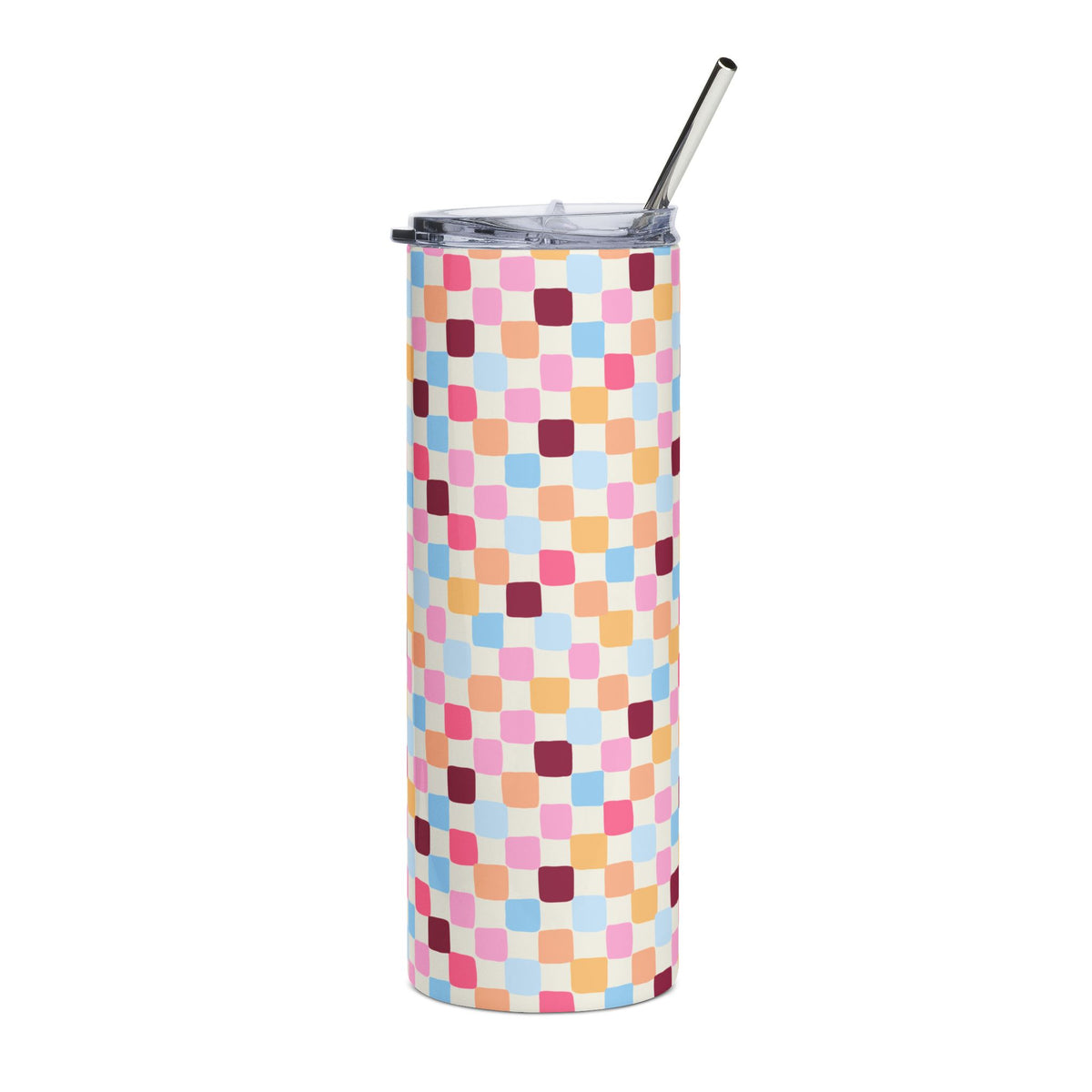 Organic Checkered 20oz Floral Stainless Tumbler Insulated Travel Cup - Sydney So Sweet