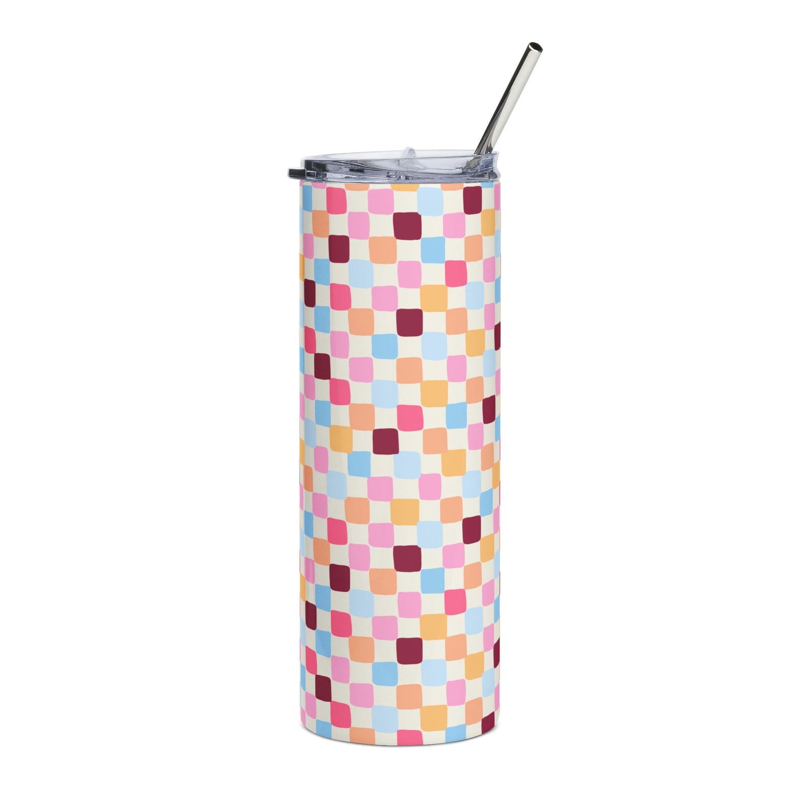 Organic Checkered 20oz Floral Stainless Tumbler Insulated Travel Cup - Sydney So Sweet