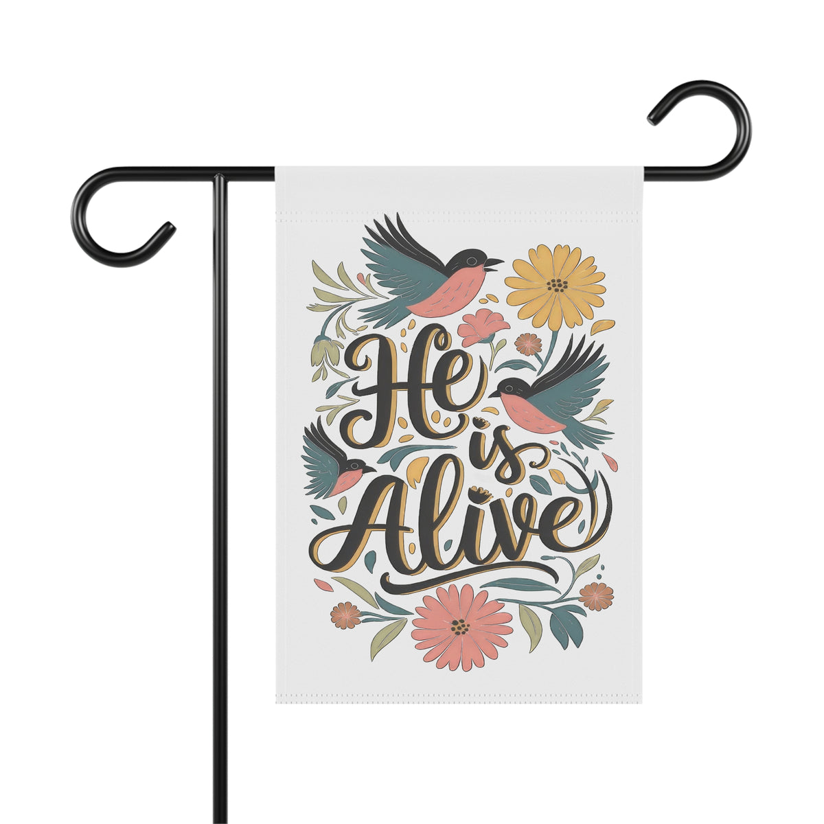 He Is Alive Garden Flag Floral Christian Easter Spring Bird House Banner