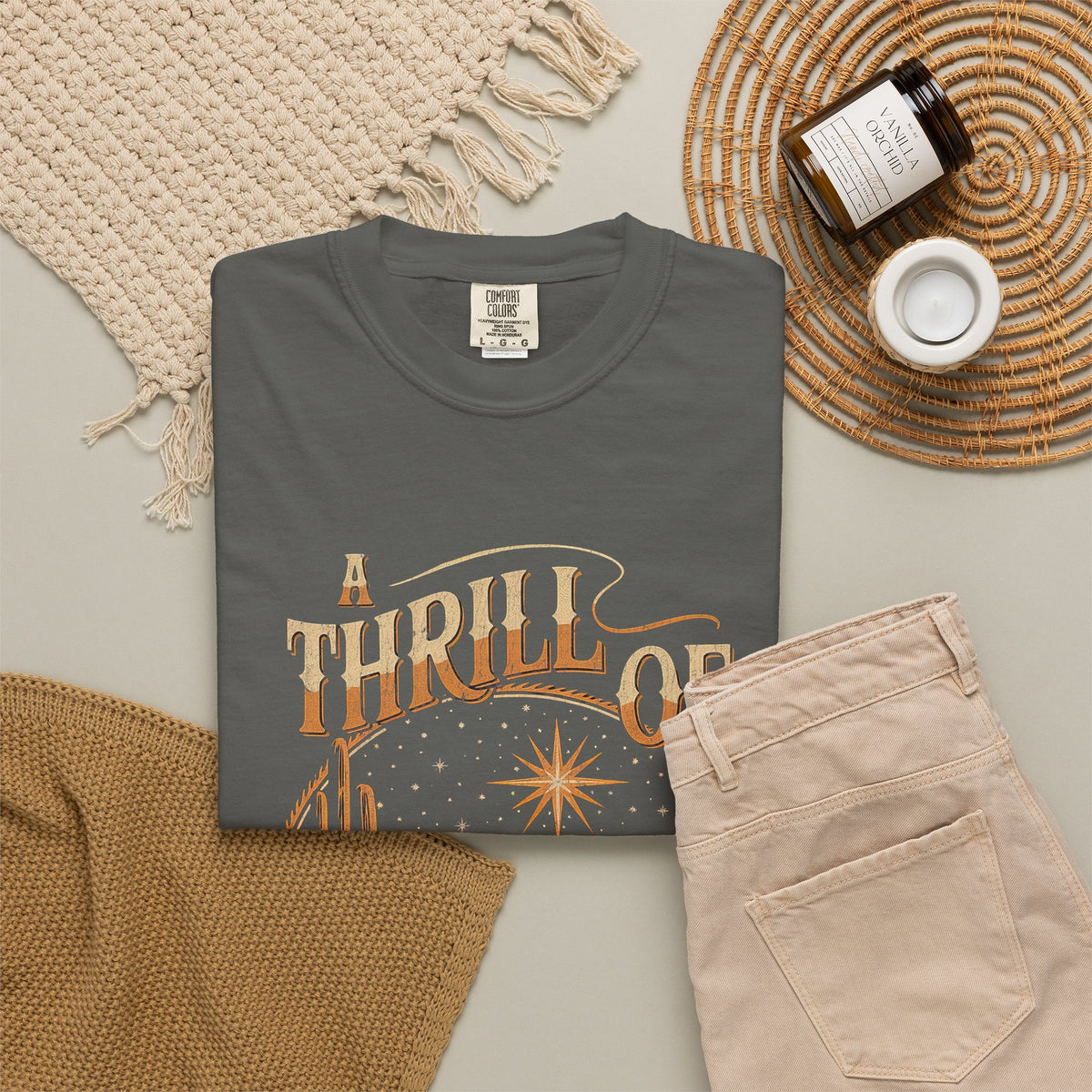 A Thrill of Hope Christmas Eve Distressed T-Shirt Christian Graphic Tee