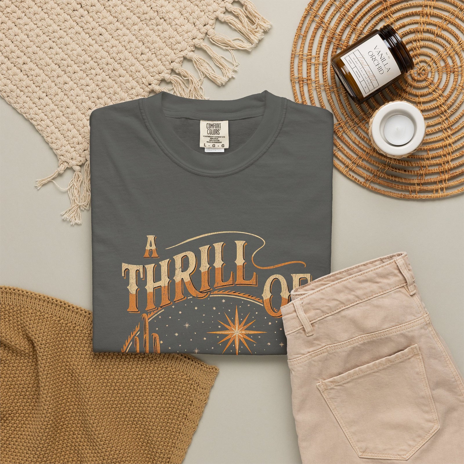 A Thrill of Hope Christmas Eve Distressed T-Shirt Christian Graphic Tee