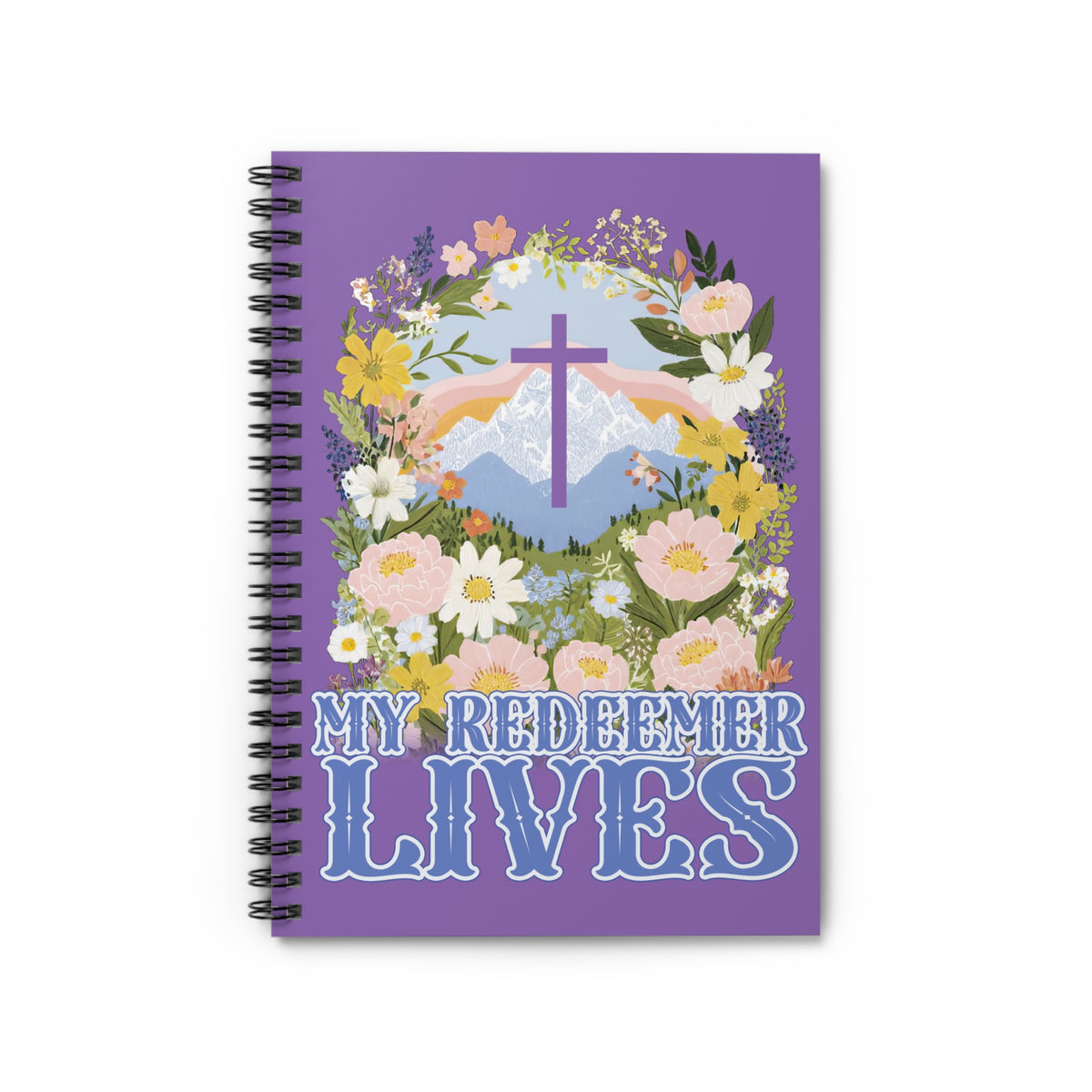 My Redeemer Lives Christian Spiral Notebook Floral Faith Journal