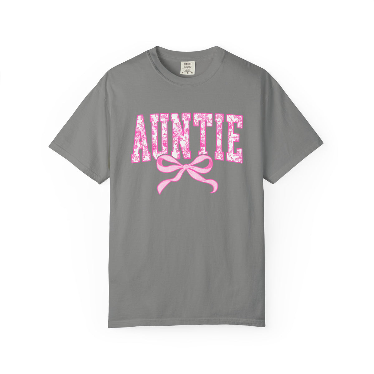 Auntie Coquette Pink Toile Bow T-Shirt Cute Aunt Graphic Tee