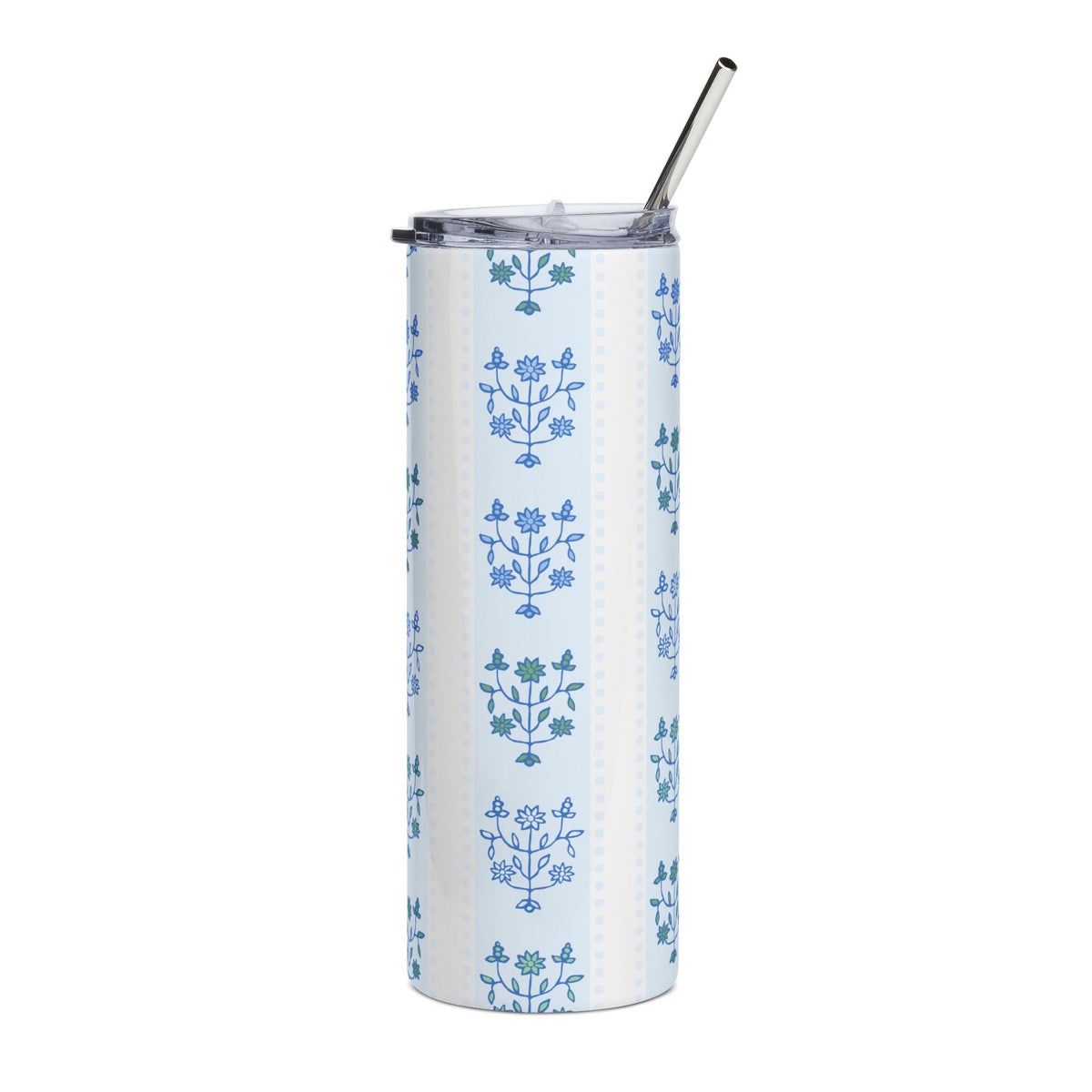 Grandmillenial Blue Floral 20oz Stainless Steel Tumbler Insulated Travel Cup