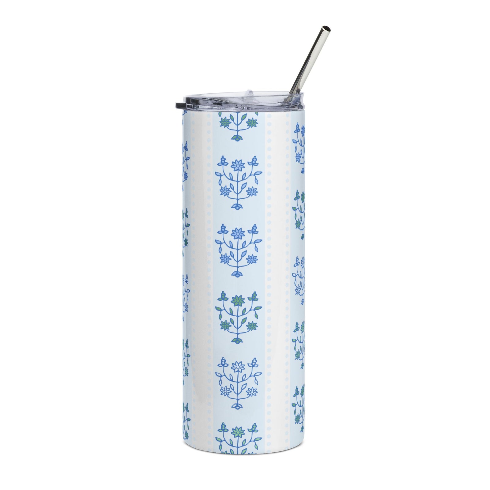 Grandmillenial Blue Floral 20oz Stainless Steel Tumbler Insulated Travel Cup