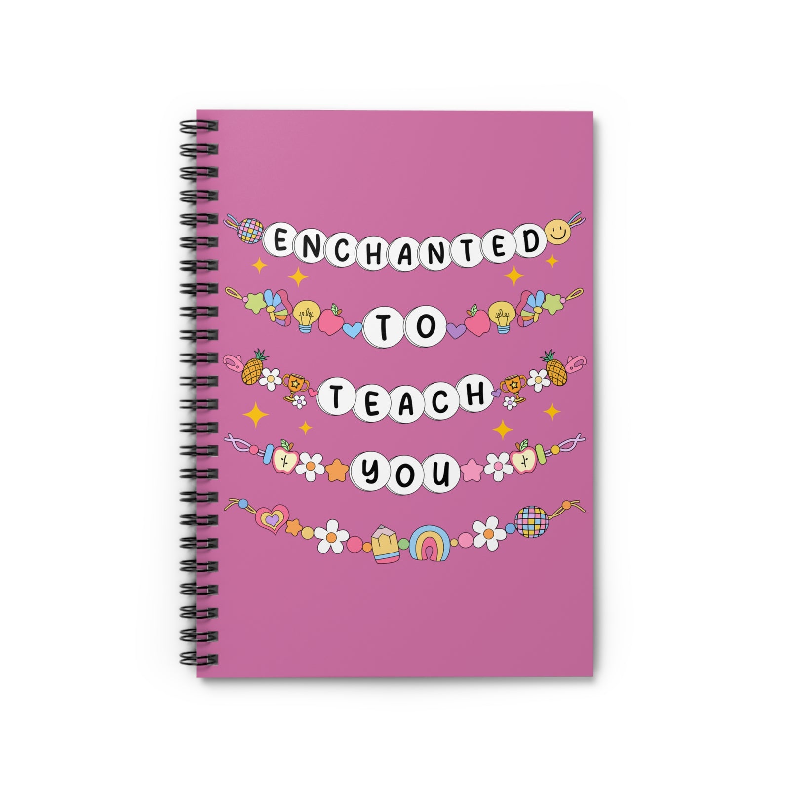 Enchanted to Teach You Spiral Notebook Cute Teacher Gift Pink Ruled Journal