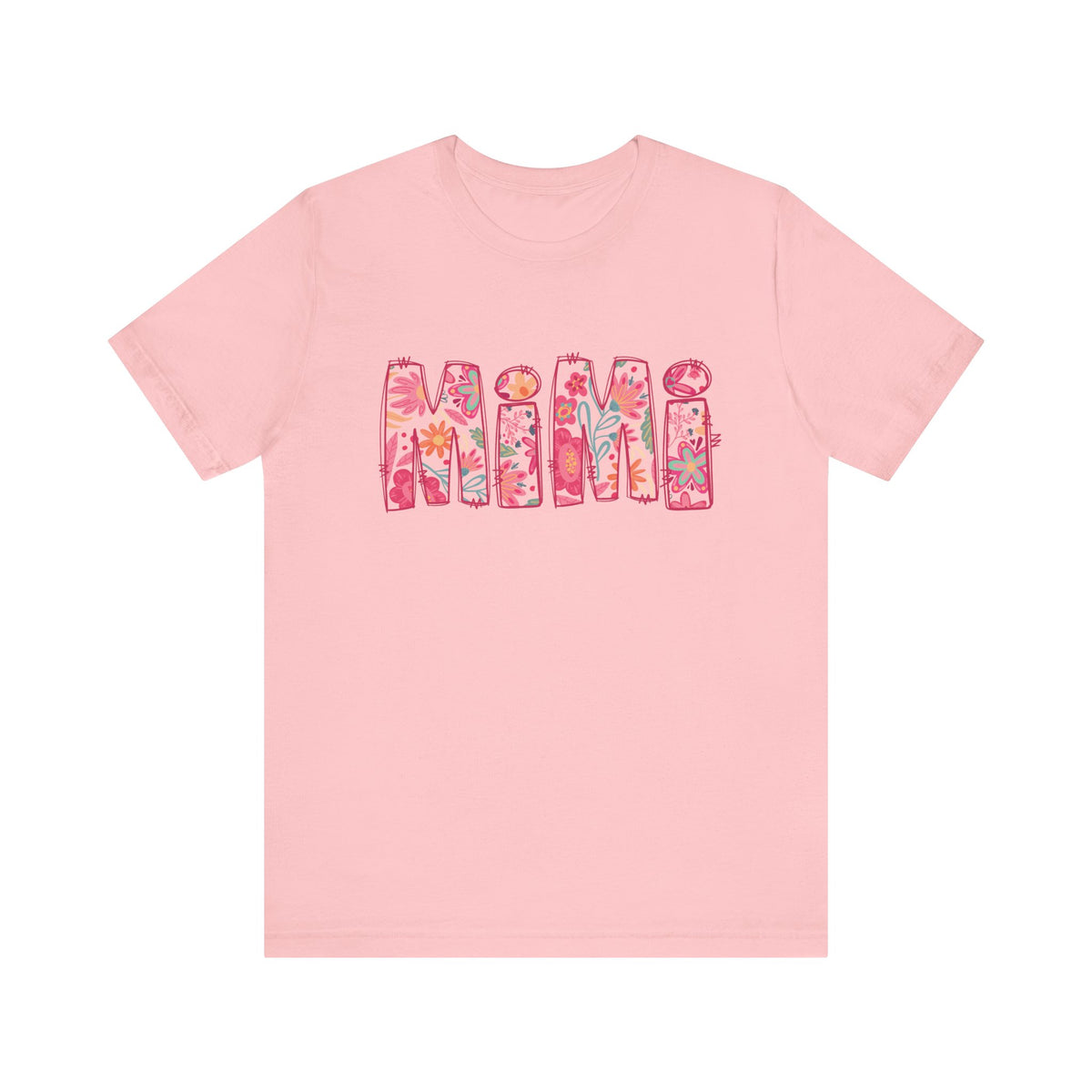 Mimi Boho Pink Floral Graphic T‑Shirt Flower Pattern Grandmother Tee