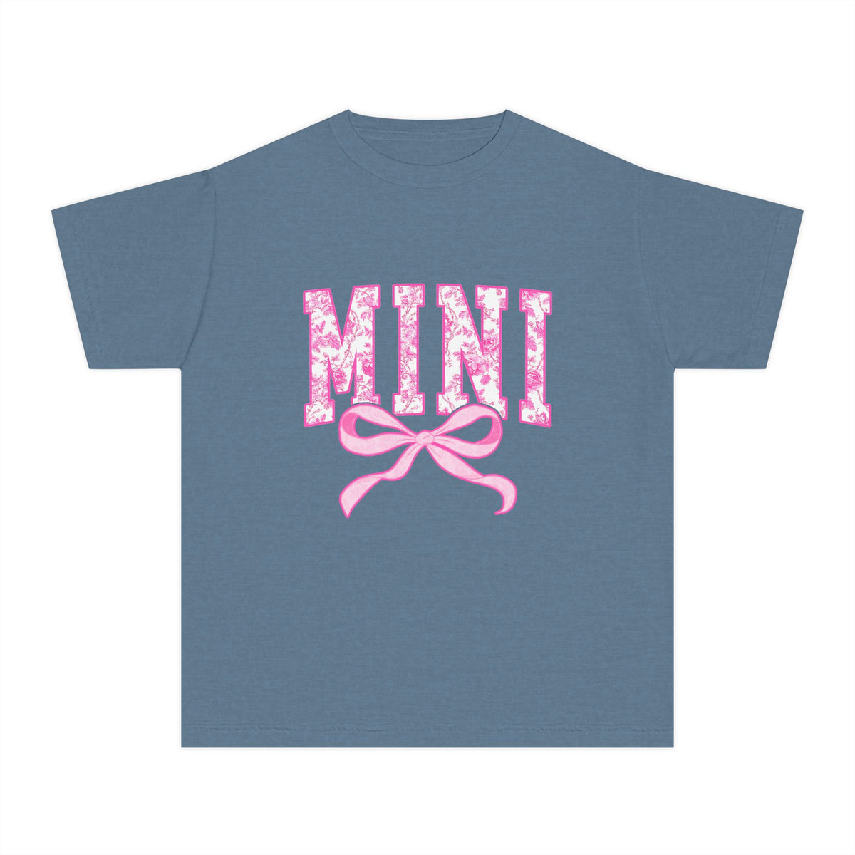 Mini Coquette Pink Toile Bow T-Shirt Cute Girl's Graphic Tee