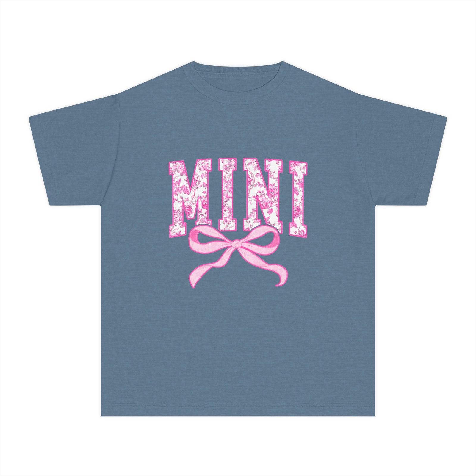 Mini Coquette Pink Toile Bow T-Shirt Cute Girl's Graphic Tee