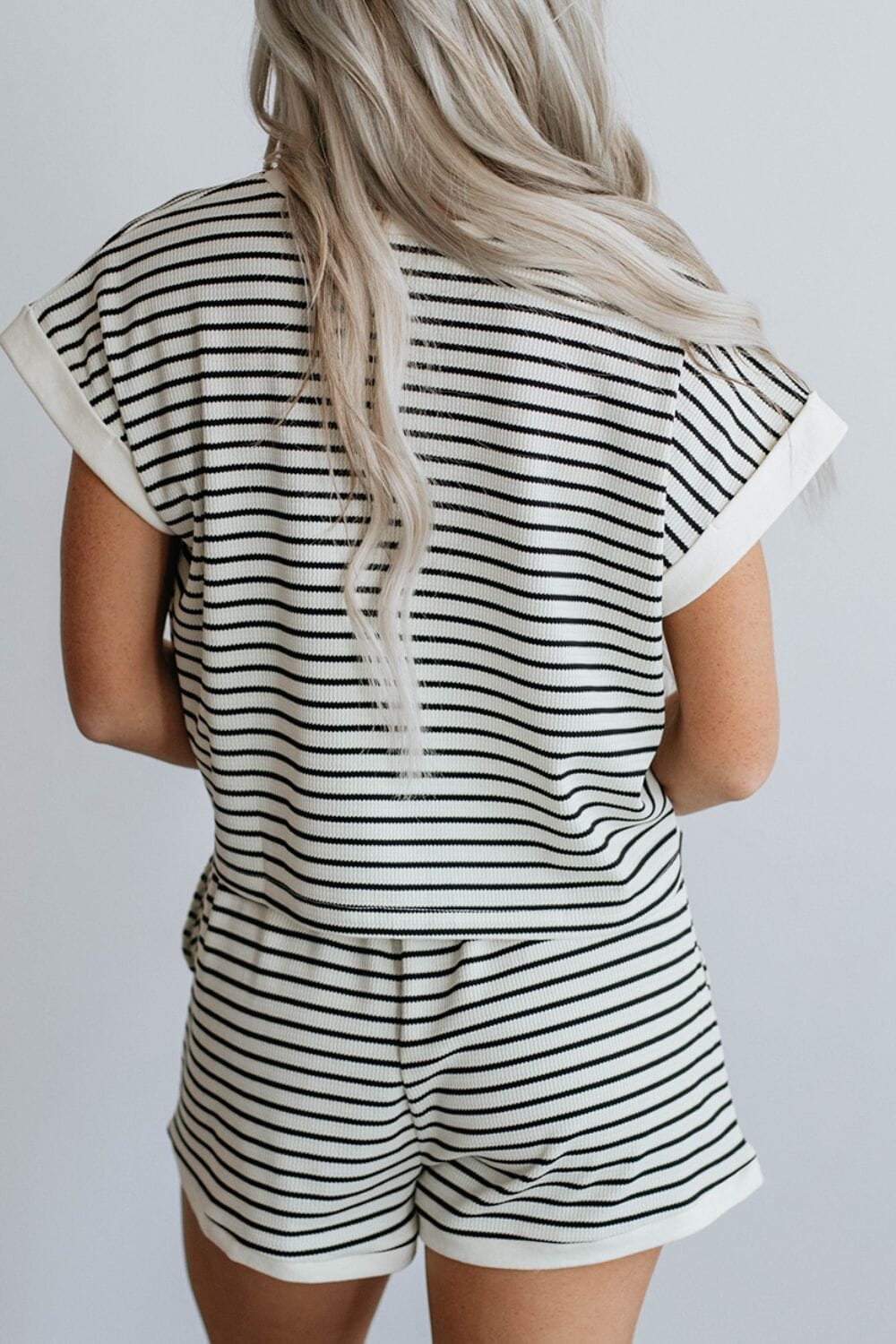 Striped Round Neck Top and Shorts Set - Sydney So Sweet