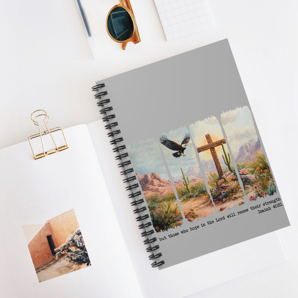 Faith Desert Spiral Ruled Notebook Isaiah 40:31 Christian Inspirational Journal