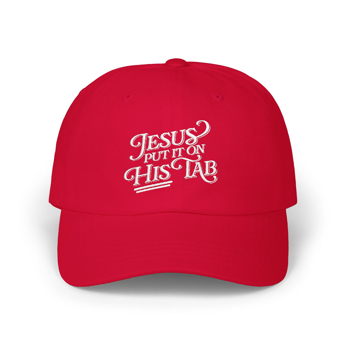 Jesus Put It On His Tab White Embroidered Christian Dad Cap Baseball Hat