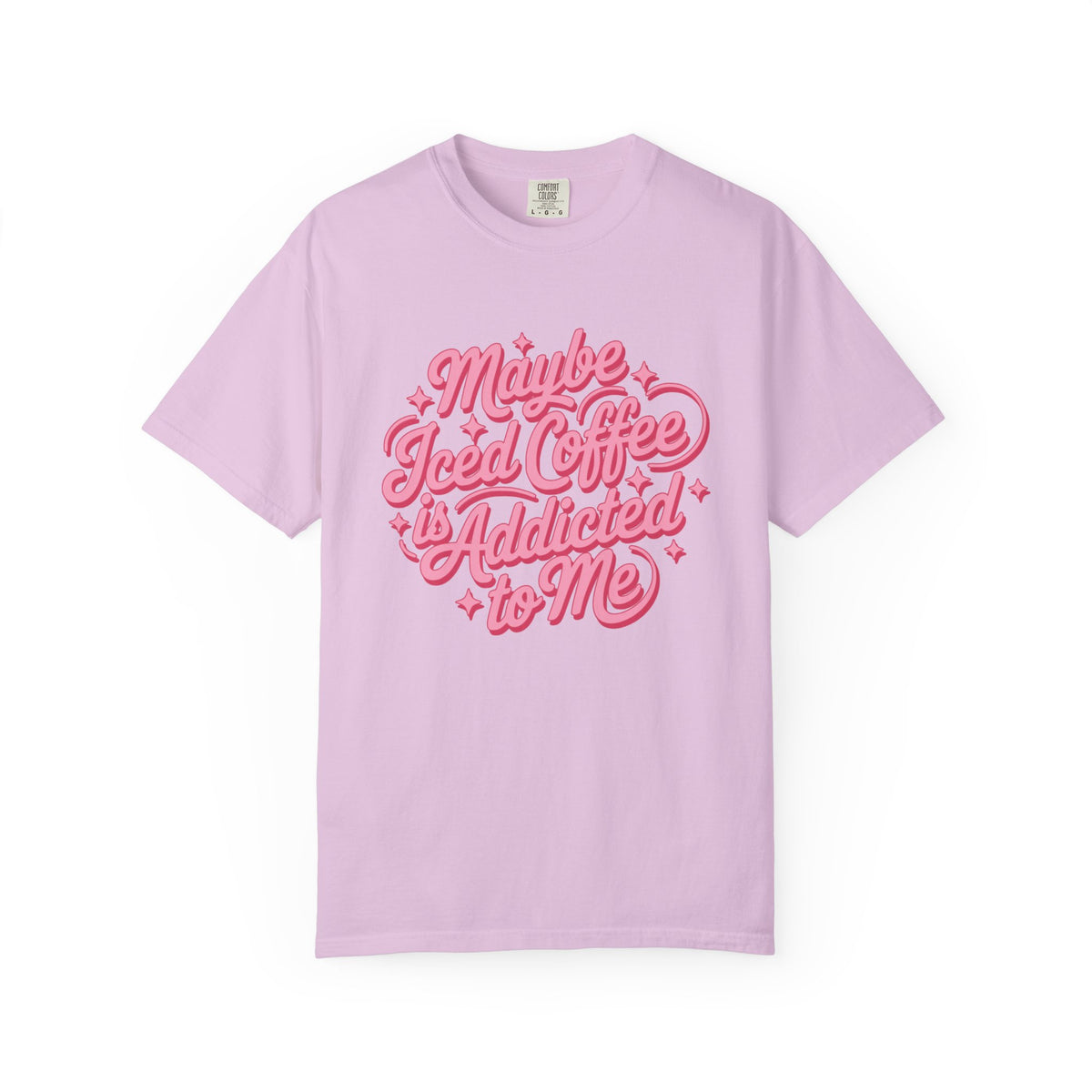 Maybe Iced Coffee Is Addicted to Me Retro Script T-Shirt Coffee Lover Tee