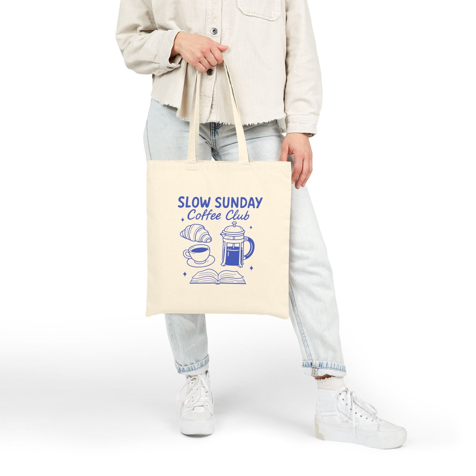 Slow Sunday Coffee Club Coffee Lover Cotton Canvas Tote Bag