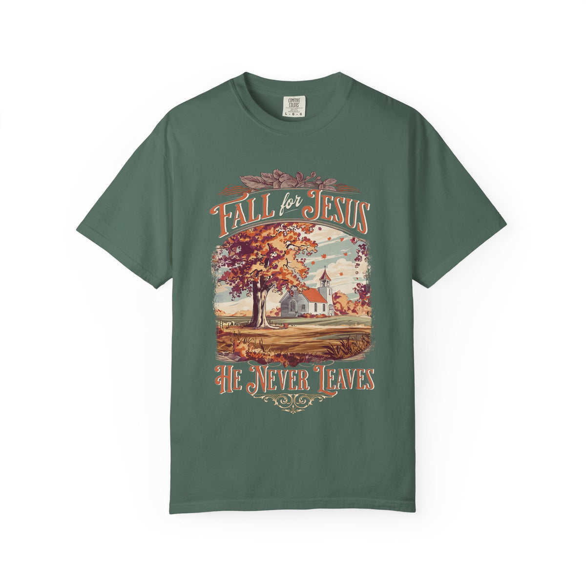 Fall For Jesus He Never Leaves Fall T-Shirt Vintage Church Christian Graphic Tee