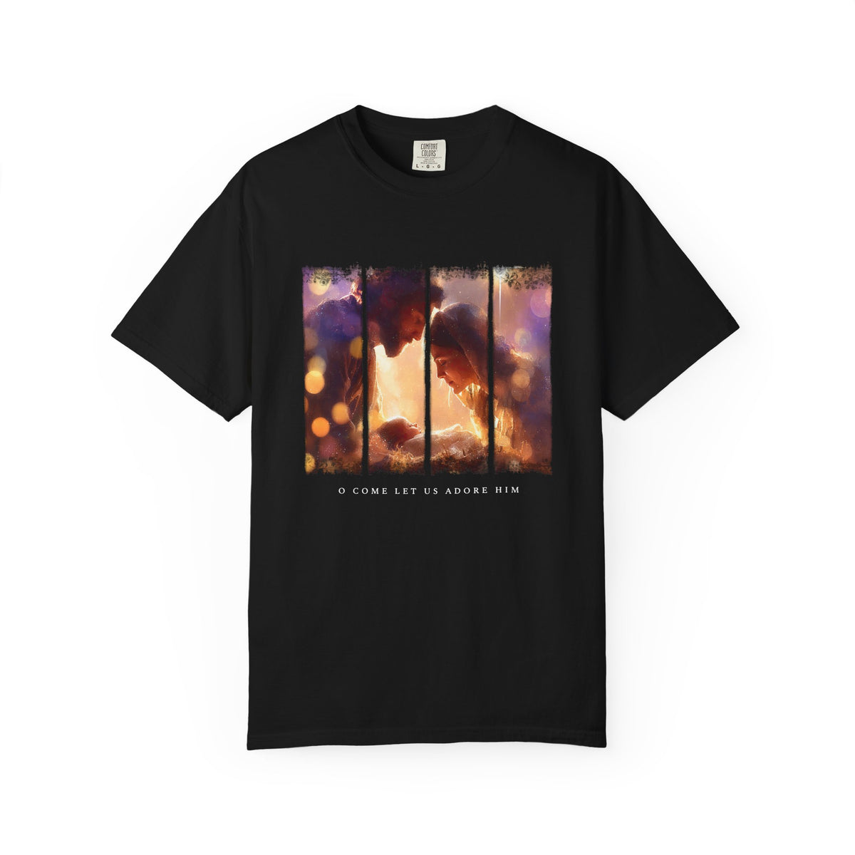 O Come Let Us Adore Him Holy Family Christmas T-Shirt Christian Graphic Tee