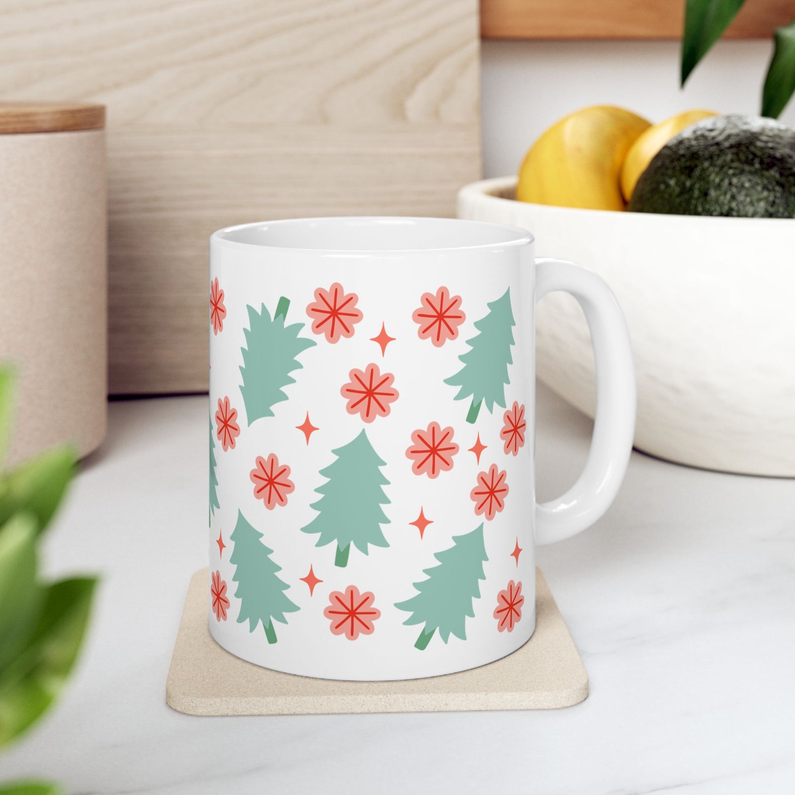 Holly Jolly Christmas Holiday Ceramic Mug Coffee Cup (11oz & 15oz)