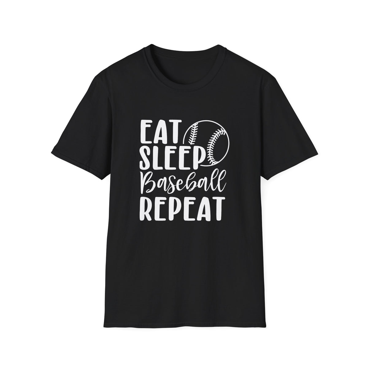 Eat Sleep Baseball Repeat Graphic T-Shirt Cute Sports Mom Tee (12 Team Colors)