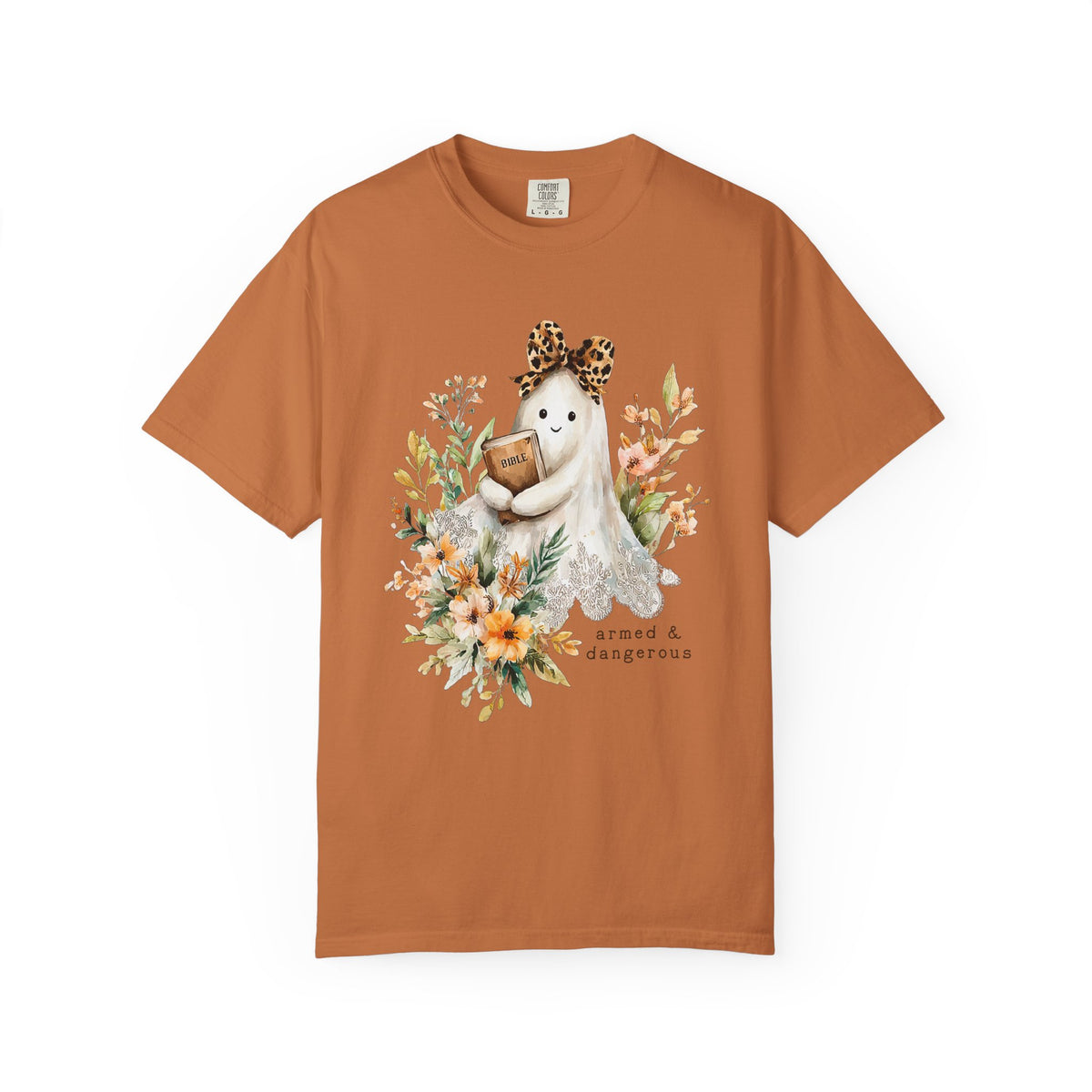 Bible Ghost Floral Tee Armed & Dangerous Cute Halloween Graphic T-Shirt
