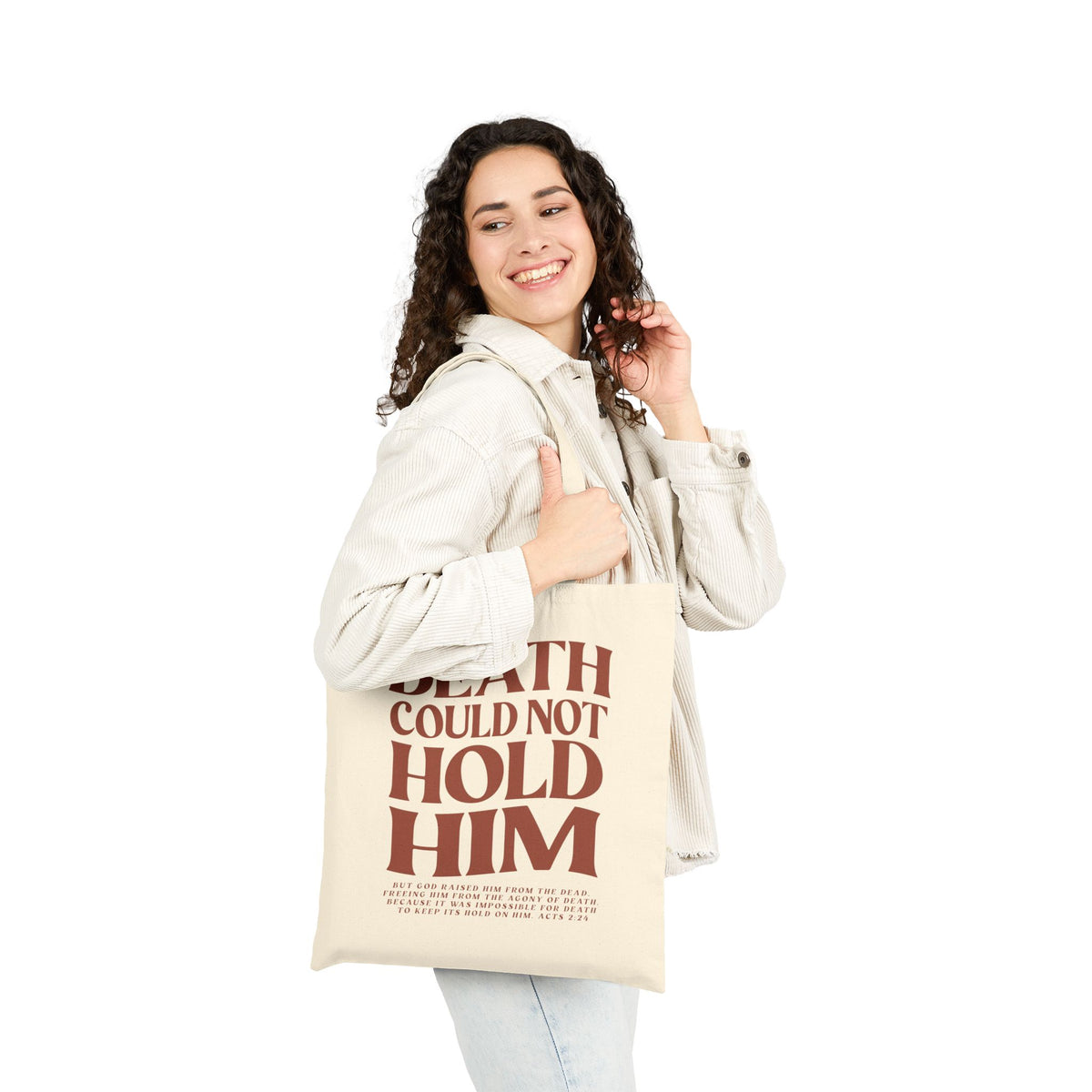 Death Could Not Hold Him Cotton Canvas Christian Easter Tote Bag