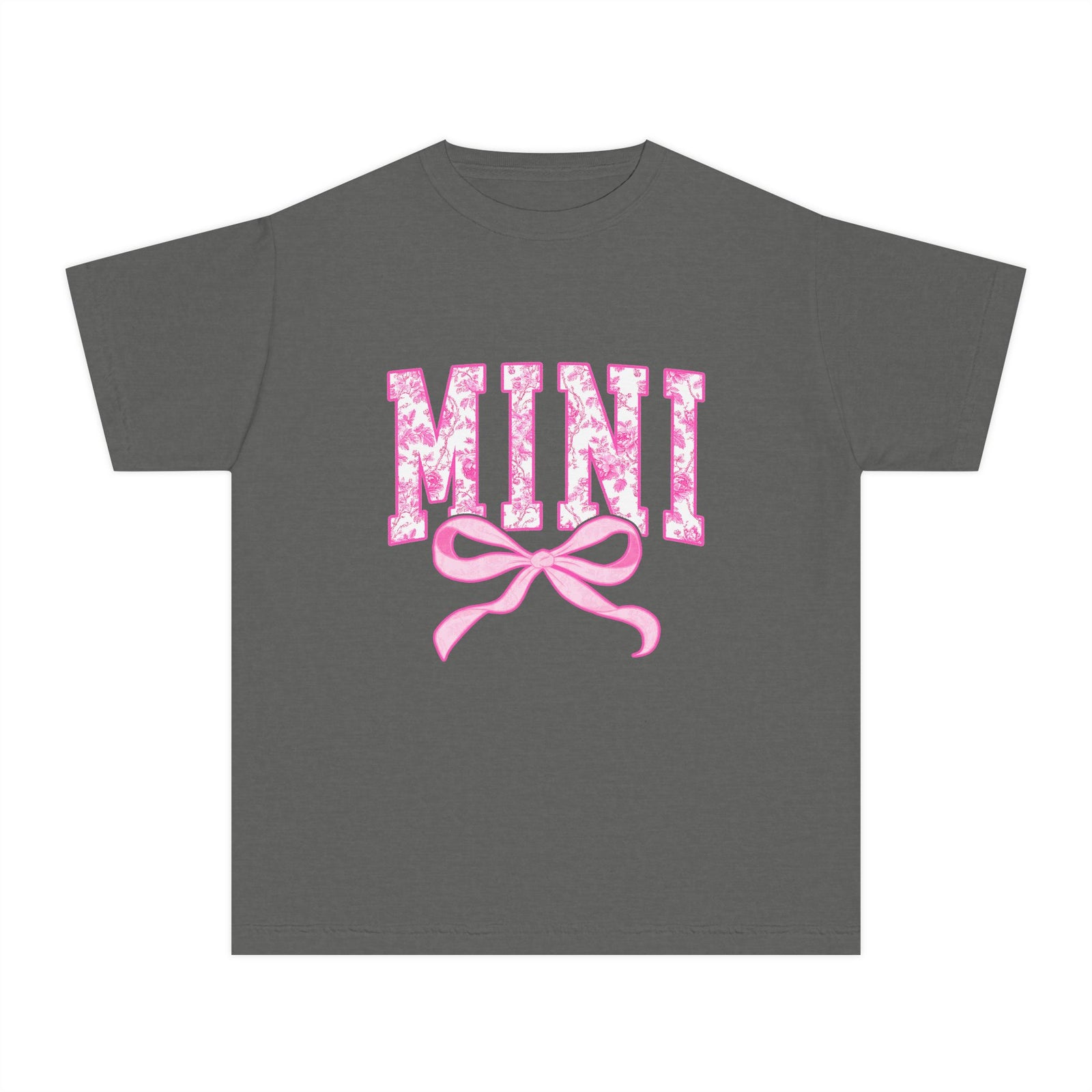 Mini Coquette Pink Toile Bow T-Shirt Cute Girl's Graphic Tee