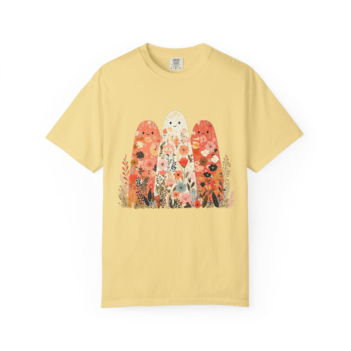 Floral Ghosts T-Shirt Cute Autumn Floral Ghosts Graphic Tee