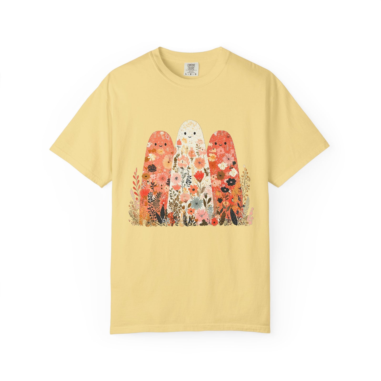 Floral Ghosts T-Shirt Cute Autumn Floral Ghosts Graphic Tee