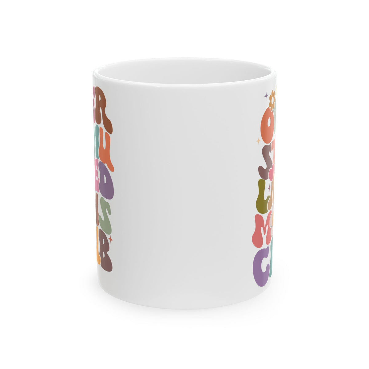 Overstimulated Moms Club Retro Rainbow Cute Ceramic Mug Coffee Cup (11oz & 15oz)