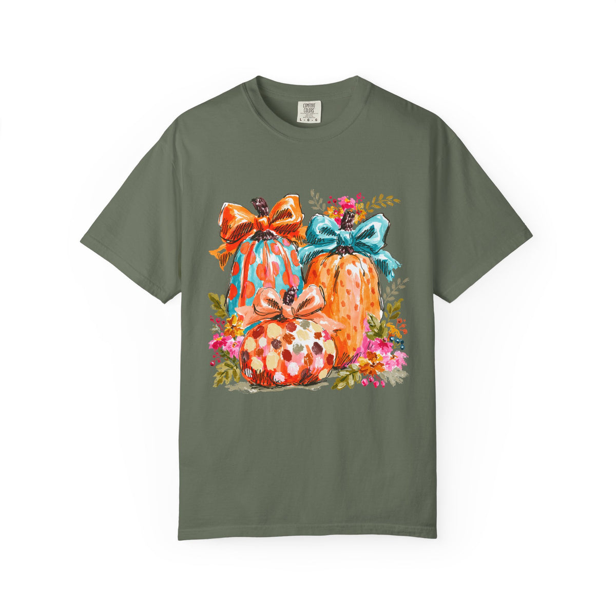 Floral Preppy Coquette Fall Pumpkin T-Shirt Cute Watercolor Graphic Tee