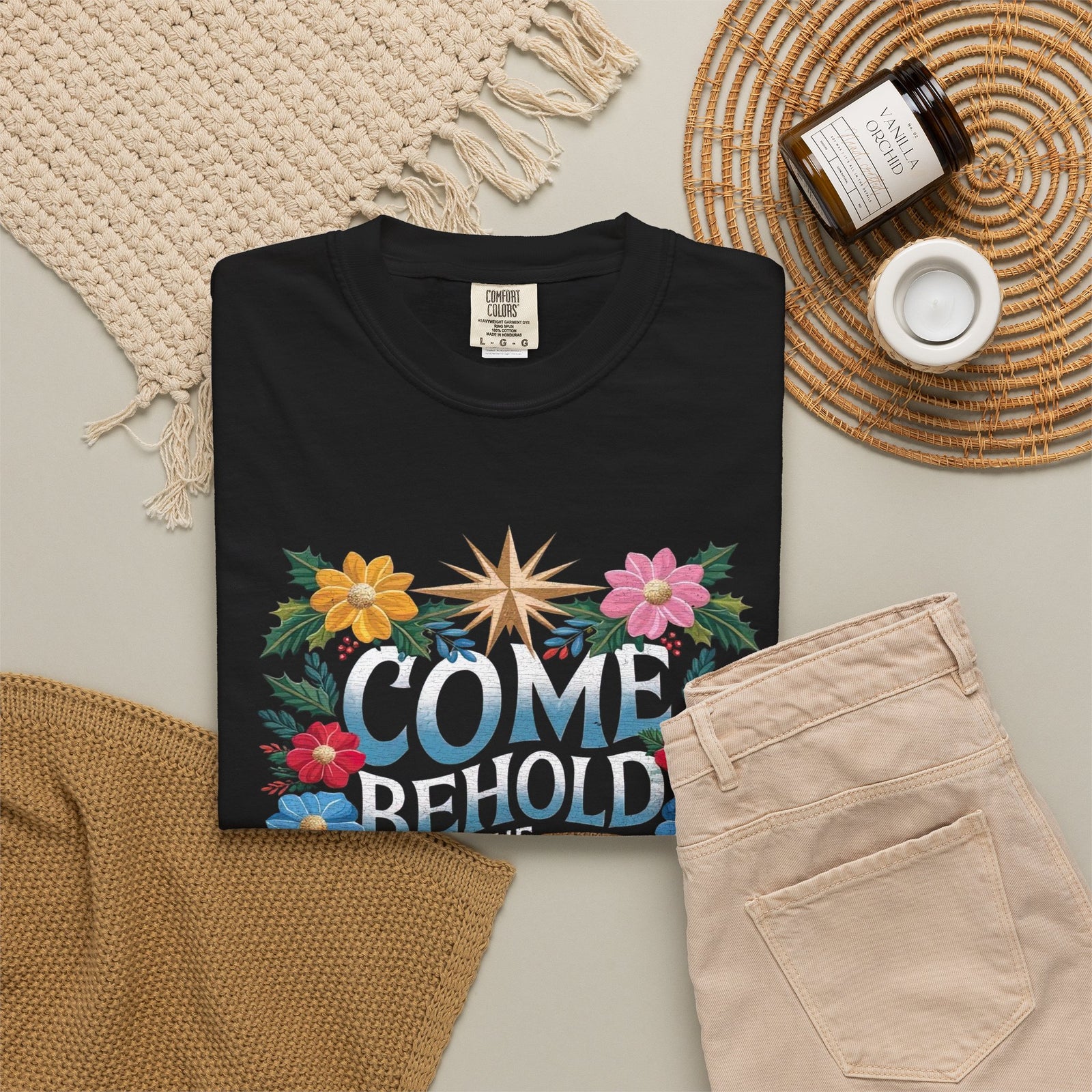 Come & Behold the Newborn King Christmas T-Shirt Christian Graphic Tee