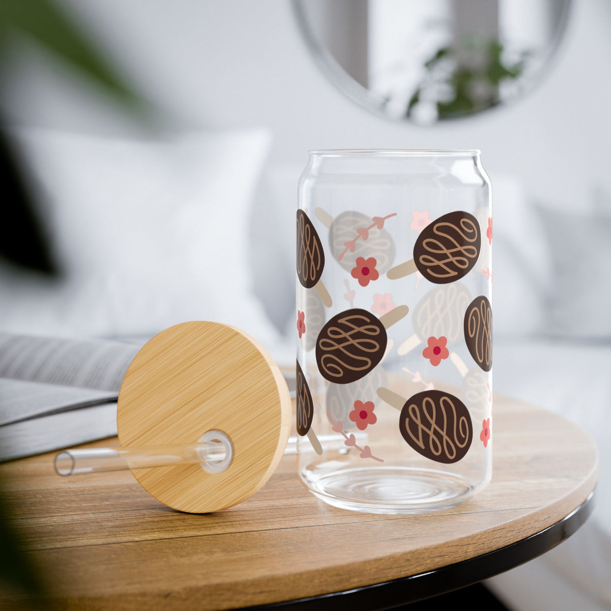 Fudge Pops Tumbler Sipper Glass 16oz — Reusable Drink Jar with Lid & Straw