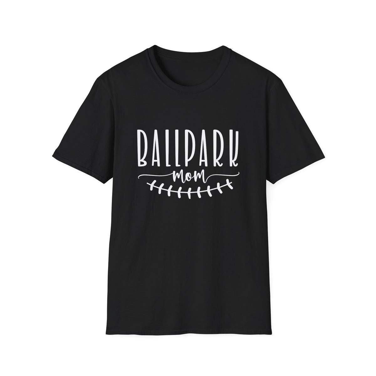 Ballpark Mom Baseball or Softball Graphic T-Shirt Cute Sports Mom Tee (12 Team Colors)