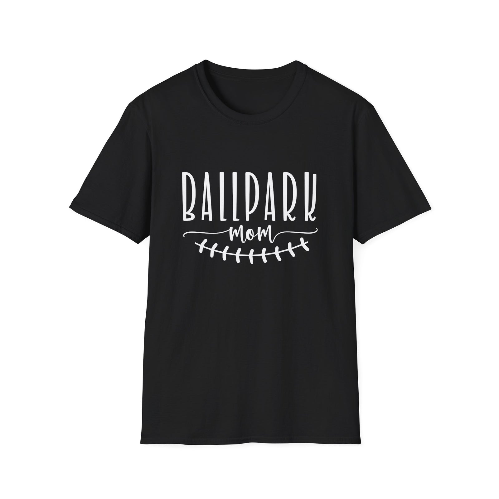 Ballpark Mom Baseball or Softball Graphic T-Shirt Cute Sports Mom Tee (12 Team Colors)