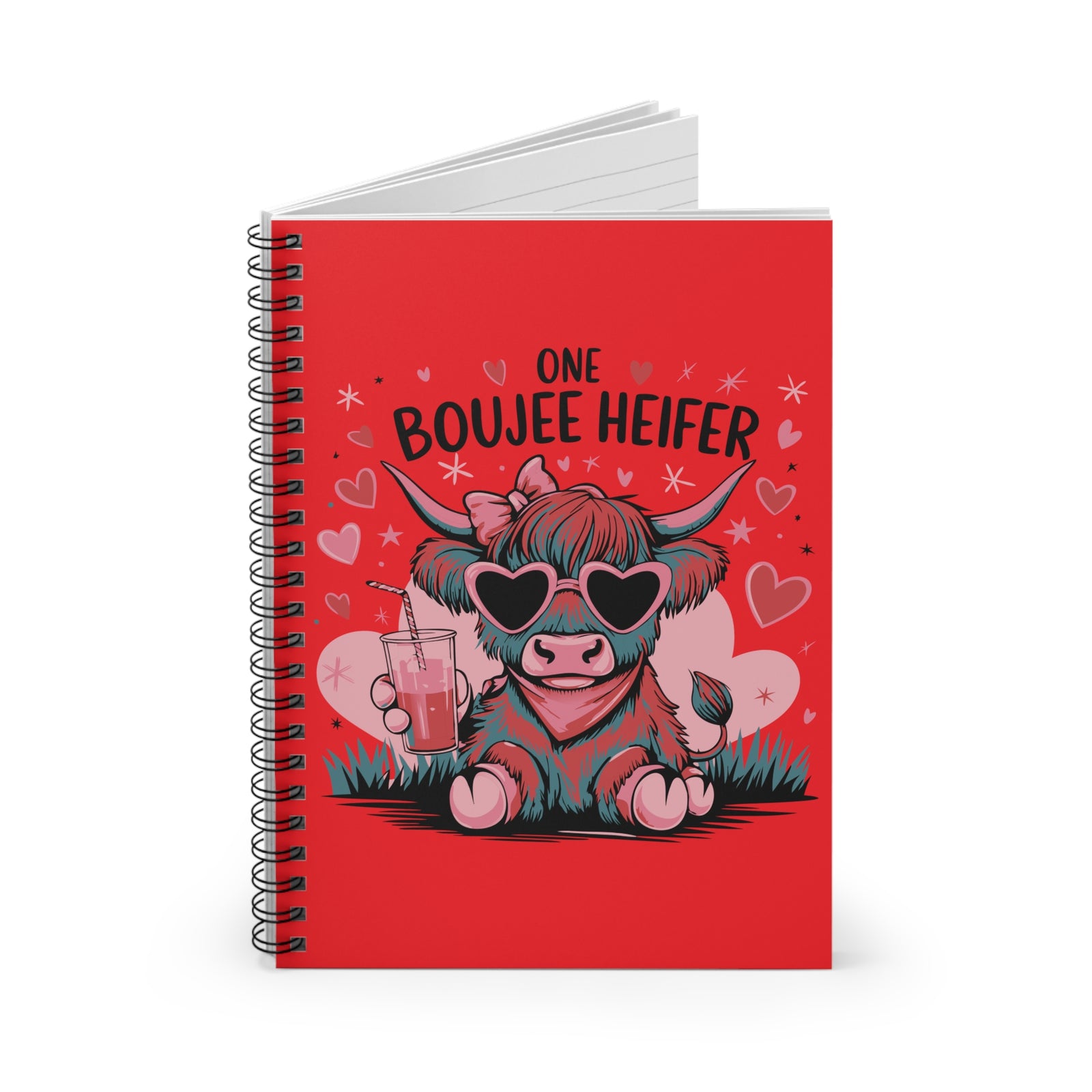 One Boujee Heifer Cow Lover Spiral Notebook Ruled Journal