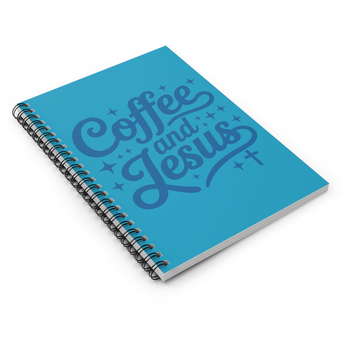 Coffee and Jesus Blue Spiral Notebook Christian Ruled Journal for Church & Devotions