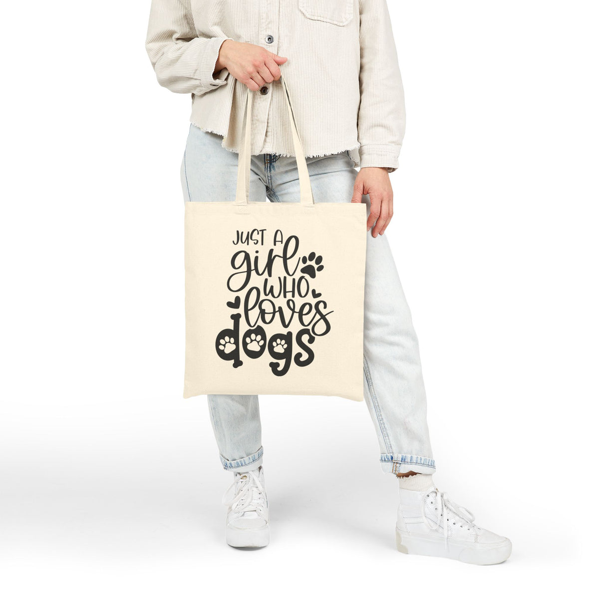 Just A Girl Who Loves Dogs Cotton Canvas Tote Dog Lover Shopping Bag