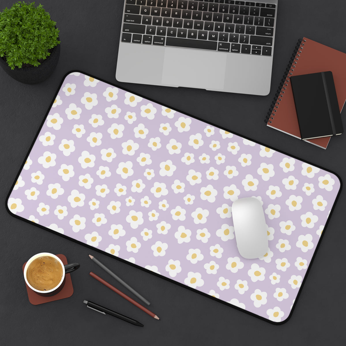 Floral Desk Mat - Lavender Daisy Flower Design for Home Office Decor - Sydney So Sweet
