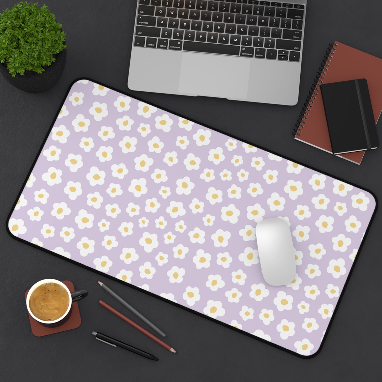 Floral Desk Mat - Lavender Daisy Flower Design for Home Office Decor - Sydney So Sweet
