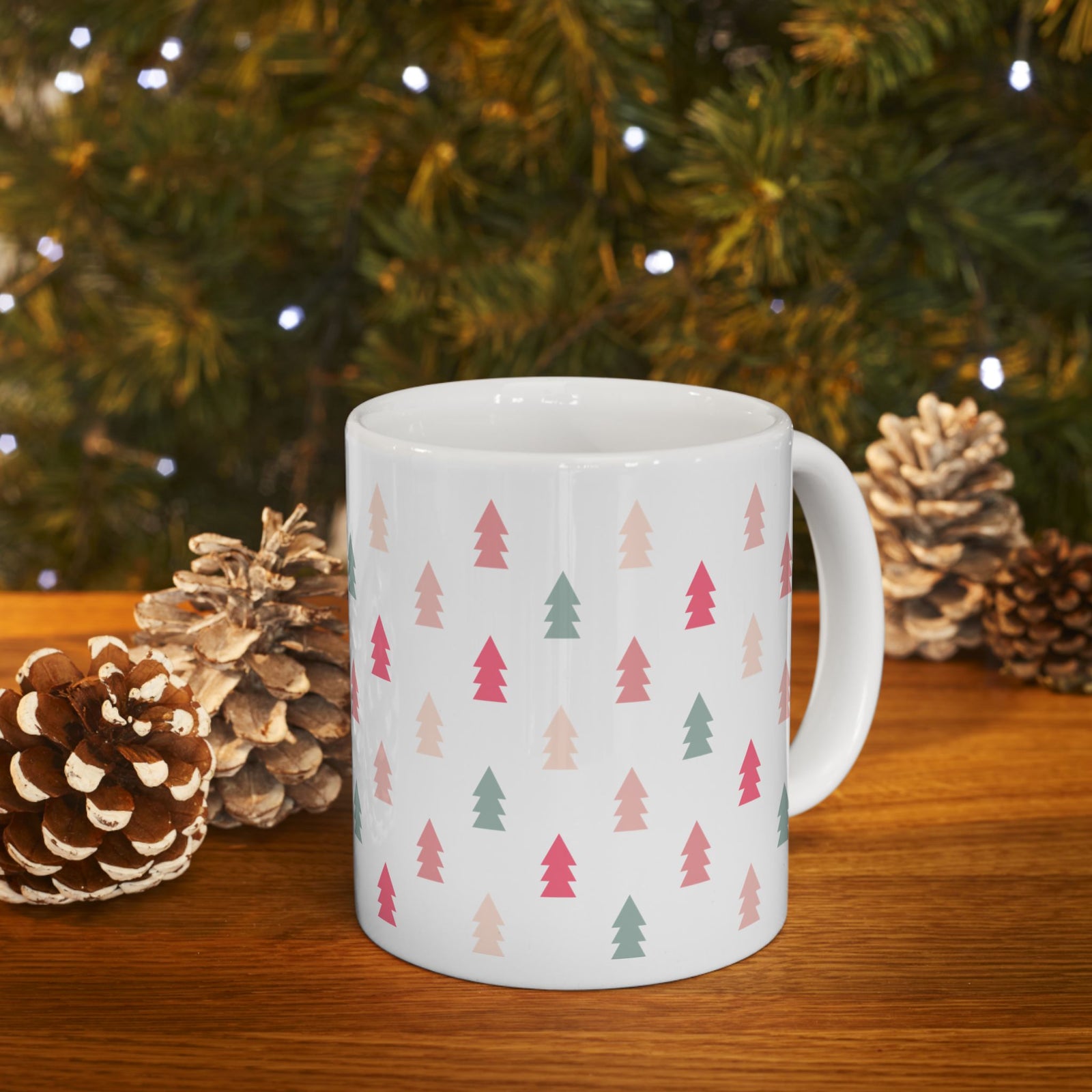 Mini Christmas Trees Ceramic Mug Coffee Cup (11oz & 15oz)