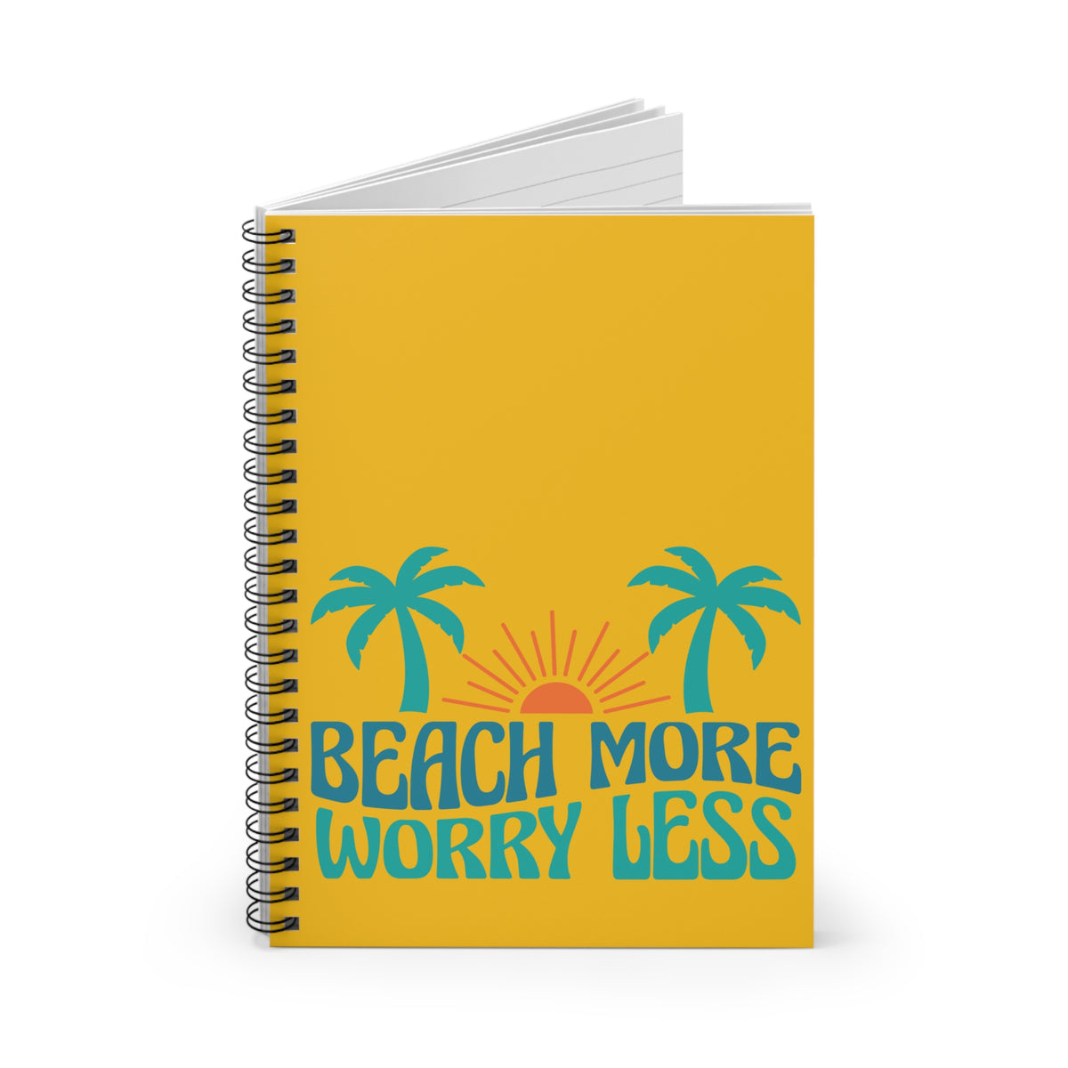 Beach More Worry Less Spiral Notebook Tropical Palm Sunset Ruled Journal