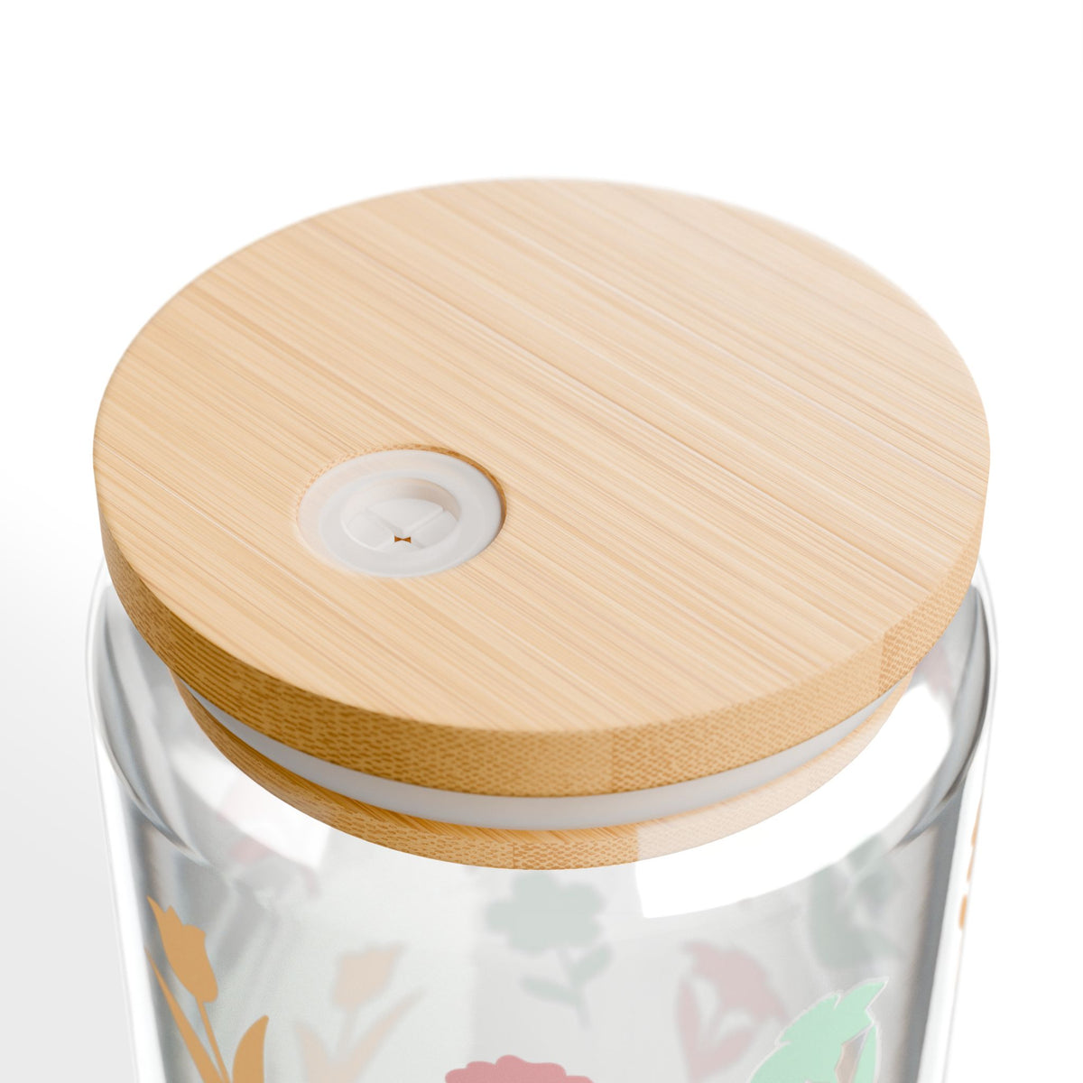 Spring Floral Tumbler Sipper Glass 16oz — Reusable Drink Jar with Lid & Straw