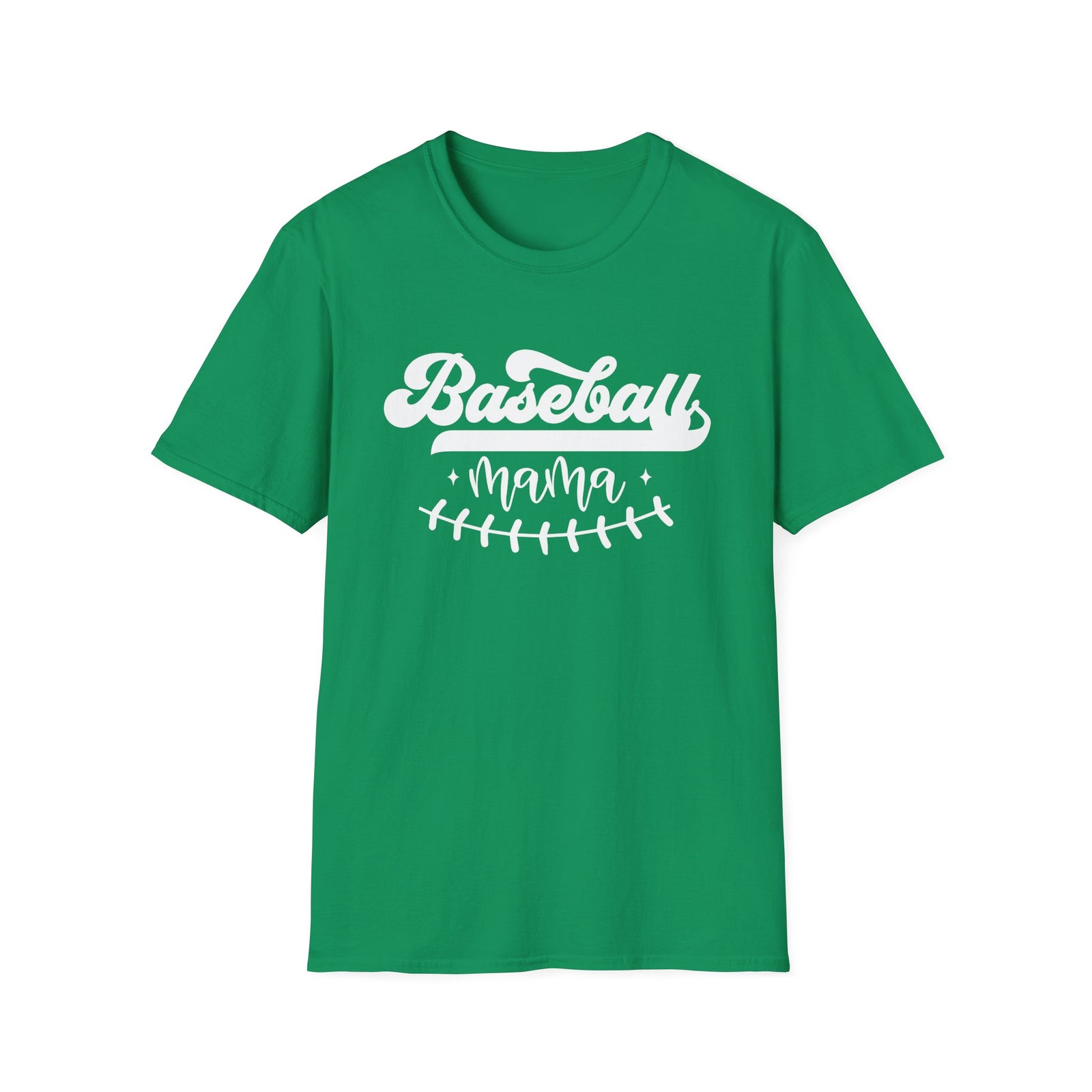 Baseball Mama Stitch Graphic T-Shirt Cute Sports Mom Tee (12 Team Colors)